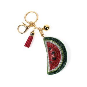 Watermelon Slice Faux Suede Tassel Stuffed Pillow Key Chain Handbag Charm